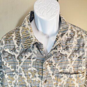 Jhane Barnes Men's tan, blue and green short sleeve shirt XL EUC